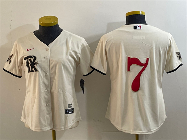 Women's Texas Rangers #7 Ivan Rodriguez Cream City Connect Stitched Baseball Jersey(Run Small)